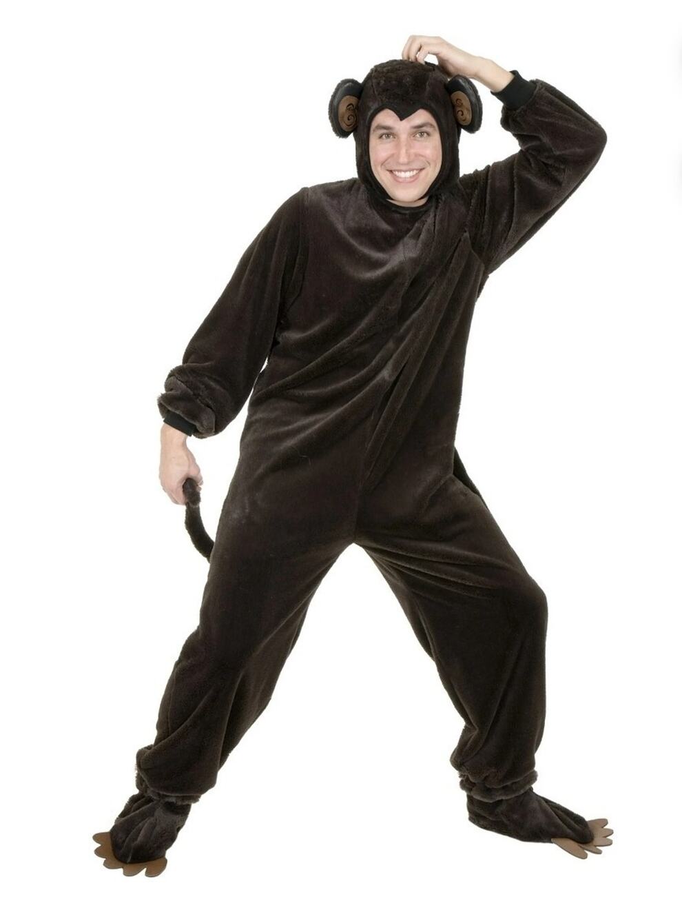 Adult Micro Fiber Jungle Safari Monkey Suit With Tail Halloween Costume Size L